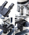 Pro Grade Multi Purpose Lab Compound Microscope With 40X-2500X Magnification, Siedentopf Binocular Head, close-up view