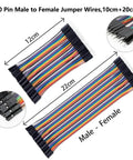 40-pin M-F cables from 240-Piece Dupont Jumper Wire Kit with 10cm and 20cm cables, breadboard ribbon for Arduino projects.