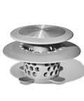 Stainless Steel Hair Catch Drain Protector With Two-Piece Design And Flexible Silicone Cone for 1.5 to 1.8 Inch Bath Drains