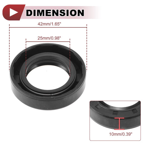 High pressure rotary shaft oil seals with 25x42x10mm dimensions for automotive and industrial use details in image close-up