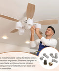 Top Shelf 30 Piece Ceiling Fan Blade Screws 1/4 20 X 3/8 Inch Carbon Steel Phillips Pan Head installed in ceiling fan.