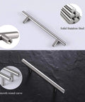 Solid Brushed Nickel Stainless Steel Kitchen Cabinet Handles 2-1/2 Inch Center To Center 64mm T Bar Pulls overview
