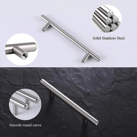 Solid Brushed Nickel Stainless Steel Kitchen Cabinet Handles 2-1/2 Inch Center To Center 64mm T Bar Pulls overview
