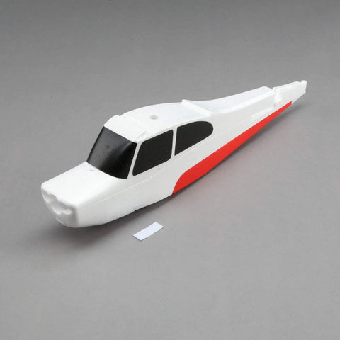 Bare Fuselage For Champ S Plus RC Plane Lightweight White Airframe Hull Durable Spare Fuselage Easy Fit Ideal For Custom Builds Repairs And Weekend Flight Sessions. View from side showing red accent.