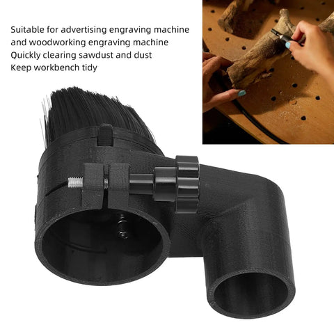 Slick CNC Router Dust Shoe With 52MM Magnetic Mount for sawdust capture, featuring a 52mm mag base and detachable bristles.