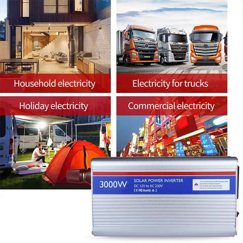 Heavy Duty Car Power Inverter With Fast Usb Charging Port DC To AC Converter Straight Fire Performance Plug And Play Install in outdoor camping scene.