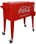 Coca Cola 80 Quart Rolling Cooler With Insulated Liner Holds Over 100 Cans With Ice Four Casters Two Locking Built In Bottle Opener