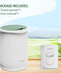 Huge 20L Towel Warmer Bucket for Bathrooms with user manual on scenic background