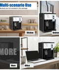 Hot And Cold Water Dispenser For Home And Office With Compact 4.9 Gallon Desktop Design Stainless Steel Liner in various room settings