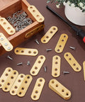 Golden Flat Straight Mending Brackets Kit With 80 Screws 20 Pieces Metal Fixing Plates for table and chair repair.
