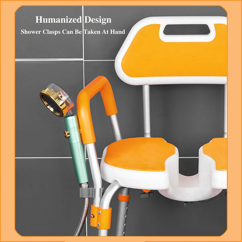 Heavy Duty Indoor Shower Chair With Non Slip U Shaped Seat, Easy Sit Stand Aid For Elderly And Disabled, 330 Pound Capacity