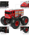 Remote Control Fire Truck Monster Truck Toy 1 By 18 Scale with anti-collision front and all-terrain tires