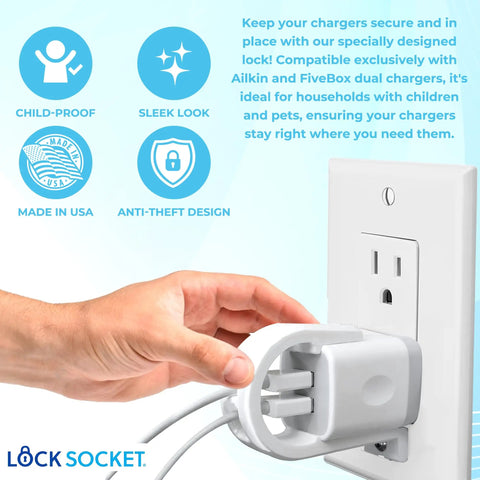 Lock Down Your Wall Outlet With This Tug Proof Charger Lock That Attaches Via Heavy Duty Security Screw, person securing charger.