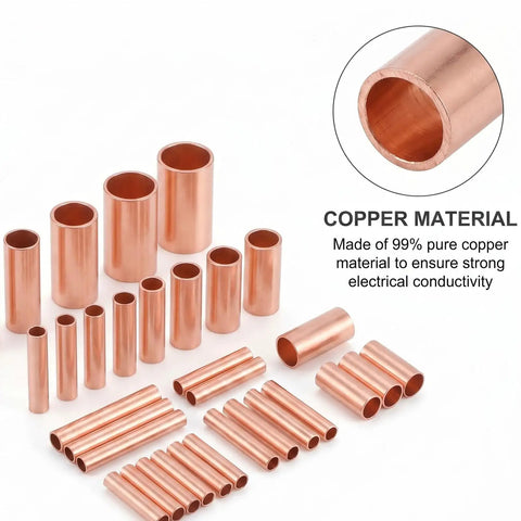 Copper Wire Ferrules Kit With 7 Sizes For AWG 4 To 14 Non Insulated Bare Crimp Connectors in 250 Pc Assortment