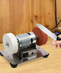 Heavy Duty Bench Sander Featuring Badass Grinding Power And Adjustable Dual Wheels For Woodworking knife sharpening setup in action.