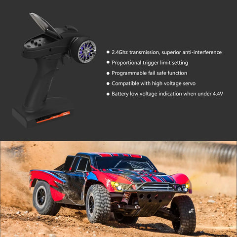2.4G RC Transmitter And Receiver Kit With Lanyard For RC Car Boat And Crawler, 3 Channel Remote Controller with race car