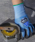 Cut-Resistant Polyurethane Palm Knit Work Gloves, Helix Core 3020, Medium, Touchscreen Compatible, working with grinder