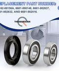 Washer Bearing And Seal Revival Kit Compatible With Samsung DC62-00156A 6601-002632 6601-002516 shown with black and silver bearings.