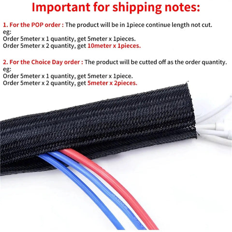 Expandable Cable Management Sleeve For Wires And Cables Self Closed PET Braided Protector Hider 50mm By 50m with color-coded wires