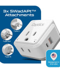 Must Have European Travel Adapter Set With 20W PD And QC, featuring Type E, F, C, G adapters, dual USB, compact design, USA made