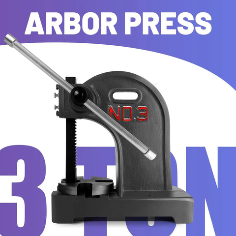 Straight Out The Workshop, Heavy Duty 1 Ton Manual Arbor Press, gray cast iron with no.3 designation, ideal for crafts.