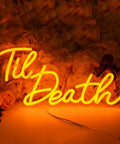 Til Death Neon Light Sign USB Powered LED Decor For Halloween Weddings Parties And Bridal Showers 17 Inch Orange Bedroom Wall Decor With On Off Switch 5V Dope Vibe. Flexible neon on acrylic with flowers.