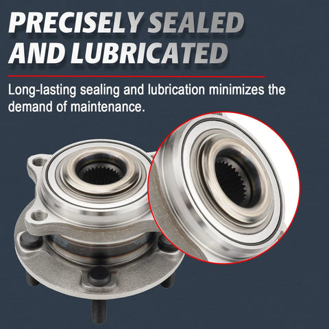 Close-up of Drop In Front And Rear Wheel Bearing And Hub Assembly For 2007 2014 Hyundai Santa Fe 2013 2014 Santa Fe Sport 2007 2012 Veracruz 2011 2015 Kia Sorento FWD Replacement Kit 512326 513266, showing sealing details.