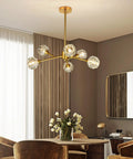 Gold Sputnik Crystal Chandelier, 6 Light Modern Dining Room Fixture Over Table, Glam Brass Finish Lighting