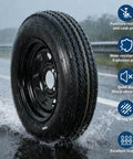 2 Pack Trailer Tire On Rim 4.80-12 480-12 4.80x12 Tires With 5 Lug On 4.5 In PCD And 12 In Wheels Black 6PR for wet conditions