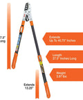 Super Tough Hybrid Blade Ratcheting Telescopic Lopper With Easy Adjust Handles vibrant orange extends 40.75 inches