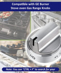 5 Piece Upgraded Gas Stove Knob Replacement Set Wb03x24818 Stainless Steel With D Shape Connector detail with GE burner
