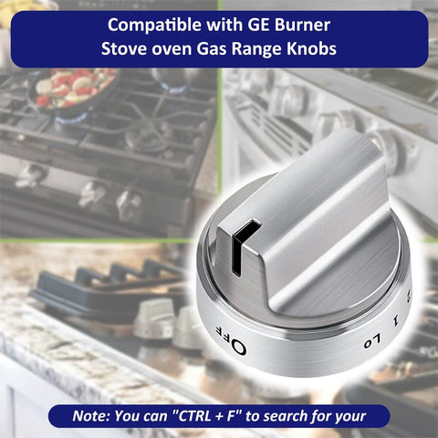5 Piece Upgraded Gas Stove Knob Replacement Set Wb03x24818 Stainless Steel With D Shape Connector detail with GE burner