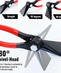 Close-up of 3 In 1 Sheet Metal Bender Pliers with Adjustable Jaw for bending metal at straight, 45, and 90 degrees