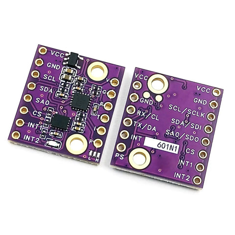 Compact 6DOF Gyroscope And Accelerometer Sensor Module With Multiple Protocols For Embedded Navigation In Tight Spaces Built For Robotics Autonomous Systems And Device Makers Needing Durable Drop In Multi Function Sensing Supports I2C SPI UART CAN purple PCB modules