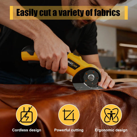 Heavy Duty Cordless Electric Scissors And Cardboard Cutter For Fabric, Plastic, Wood And Wrapping Paper With Safety Lock And LED Light cutting leather.