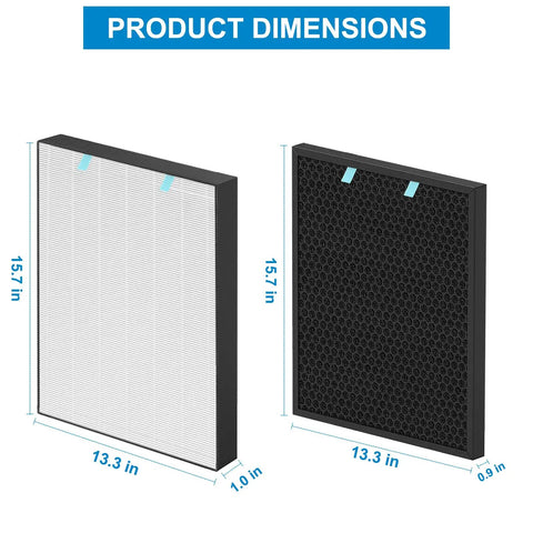 Air Purifier Replacement Filter Pack For Air400 True HEPA Filter Plus Activated Carbon Kit With Pre Filters Compatible With Air400 Three Stage Filtration System Includes 2521 True HEPA And 2520 Activated Carbon Easy Install, 15.7x13.3x1 in
