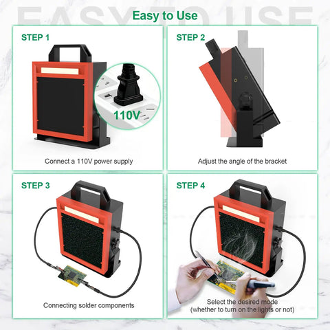 Pro-Grade Solder Fume Extractor With LED Light And Two Helping Hands, Solder Fan With Adjustable Angle Bracket, Smoke Absorber For Soldering, DIY Projects And More