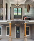 12 Light Black Farmhouse Chandelier, 32 Inch Large Foyer Ceiling Light Fixture in entryway with modern rustic decor