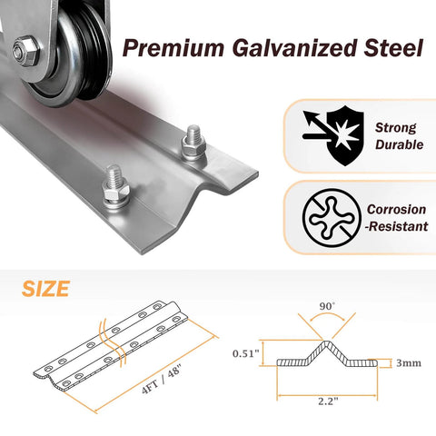 Heavy Duty 12 Foot V Track For Sliding Gates In Galvanized Steel Inverted V Groove Rail With Hammer Drive Anchors Rust Resistant