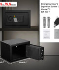 Mini Personal Safe Box 0.4 Cu Ft Beefy Steel Digital Safe With Electronic Lock And Key Combination Hidden Wall Cabinet open view