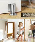 Magnetic Door Stopper With Double Magnets, Stainless Steel Door Catch, Retractable Bottom Door Holder installed on door