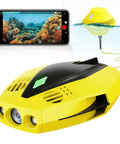 Palm Sized Dory Underwater Drone with 1080p Full HD Camera for Real Time Viewing and App Remote Control, yellow and black design