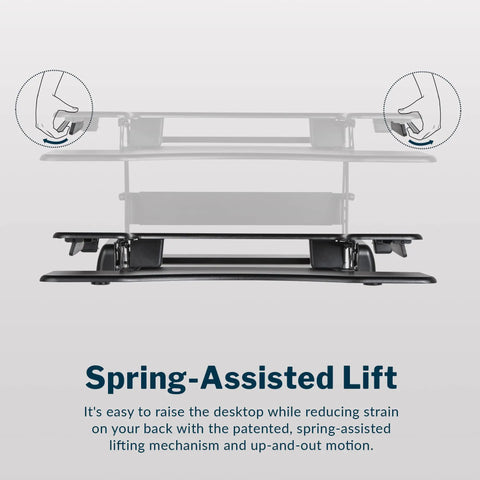 Pro Plus 36 Adjustable Desk Converter With 11 Height Settings For Dual Monitor Sit Stand Desk Riser with spring-assisted lift