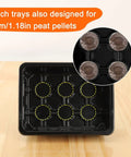 Three Pack Seed Starter Trays With 12 Cells Each Includes Adjustable Humidity Dome And Base, showing tray designed for peat pellets.