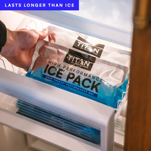 Deep Freeze Titan Ice Pack 2 Pack 600 Gram High Performance Puncture Resistant Cold Pack With Non Toxic Gel in freezer