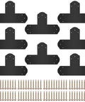 Heavy Duty 6x6 T Bracket Set Eight Black Powder Coated 16 Gauge Steel T Mending Plates Post To Beam Connector With Screws