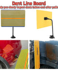 Pro Grade PDR Dent Repair Kit with 100W Glue Gun reflector board for dent detection on red and blue car surfaces.