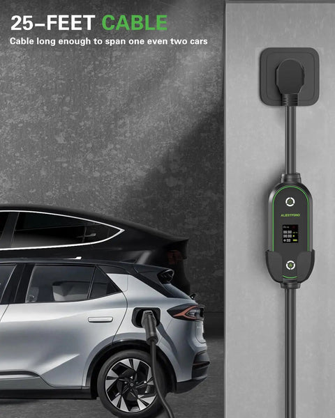 Level 2 EV Charger For Home And On The Go, 40 Amps At 220 To 240 Volts, 9.6 kW Fast Charge, 25 Foot Cable With NEMA 14 50 Plug
