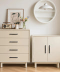 Ten Pack 5 Inch 128mm Hole Center Matte Black Cabinet Pulls Solid Zinc Alloy Drawer Handles on beige dresser and cabinet