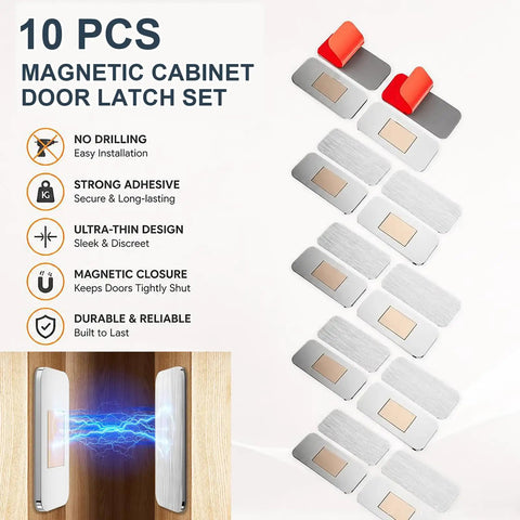 10 Pack Ultra Thin Magnetic Cabinet Door Catches No Drill Install For Quiet Closures Strong Hold Adhesive Latches